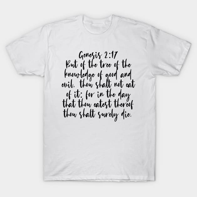 Genesis 2:17 Bible Verse T-Shirt by Bible All Day 